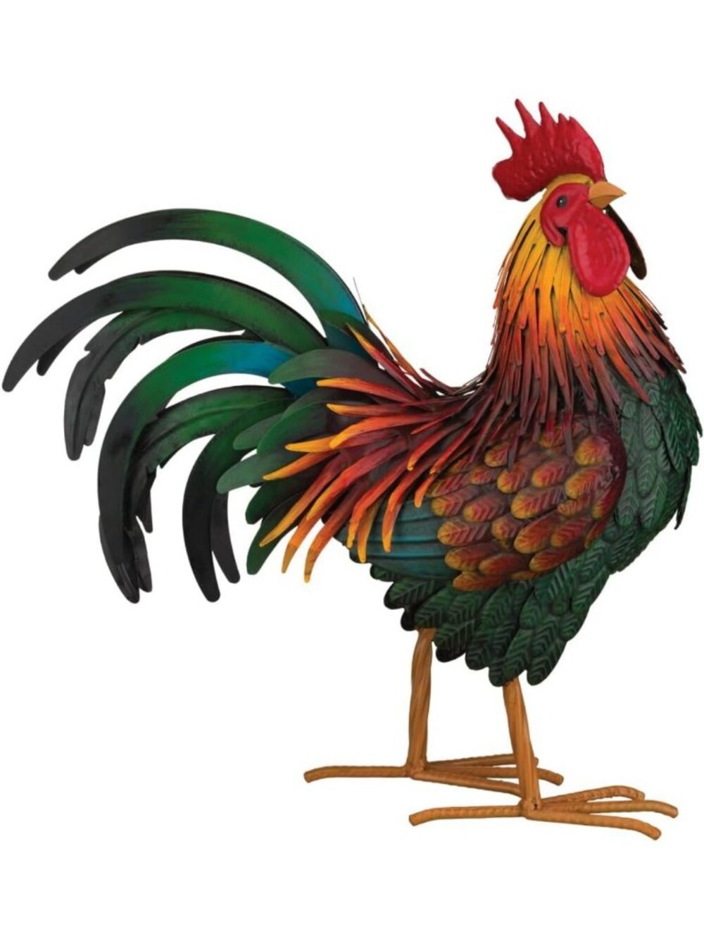 Handcrafted Metal Rooster Statue | Rustic Farmhouse Yard Art Decor, Garden